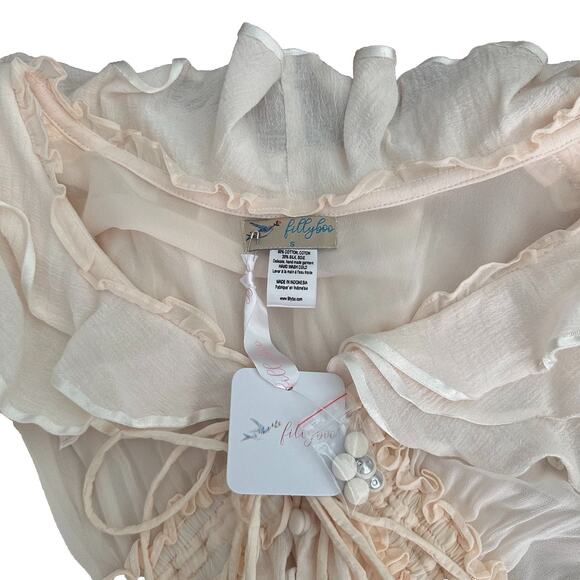 White Fillyboo Solid Lotus Bed Jacket Size Small New With Tags (SUPER RARE) - Picture 4 of 5